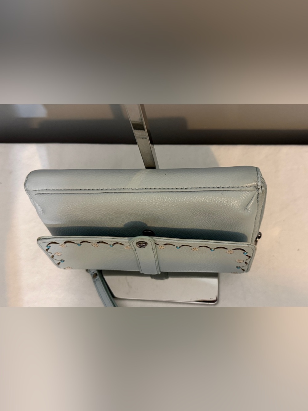 The Sak Light Blue Shoulder Bag Wristlet Wallet with Replacement Strap - Picture 4 of 16